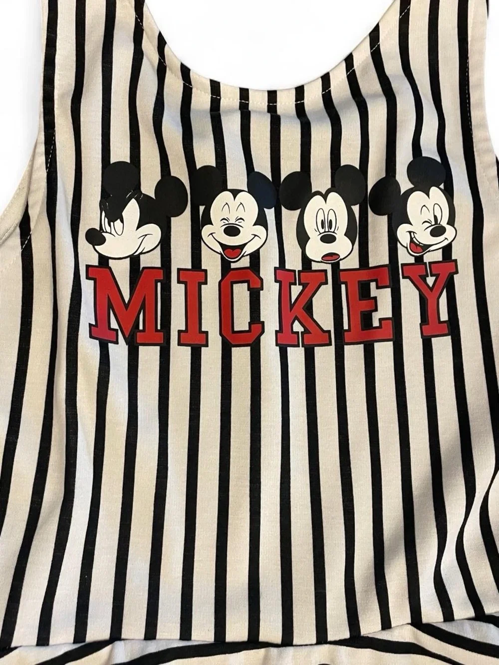H&M Black & White Striped Kids Dress with Red Mickey Logo